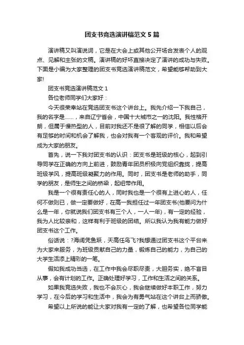 团支书竞选演讲稿范文5篇