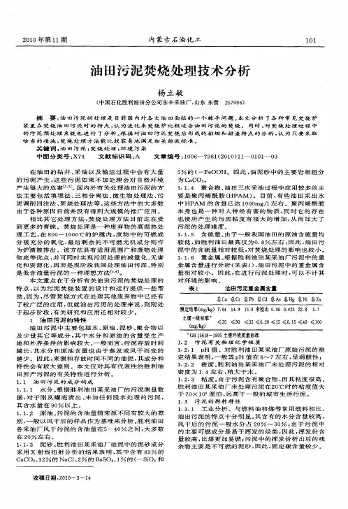 油田污泥焚烧处理技术分析