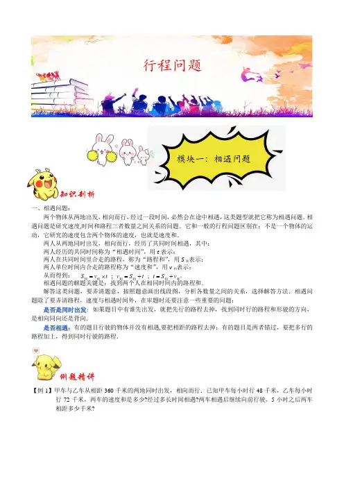 最新版本六年级下册数学试题-小升初知识点梳理(一)——行程问题人教版(无答案)