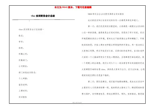 vbse实训财务会计总结
