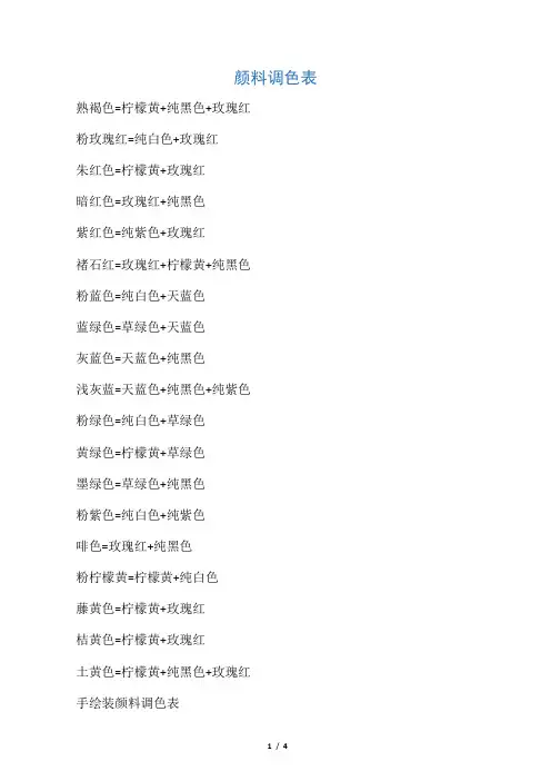 颜料调色表