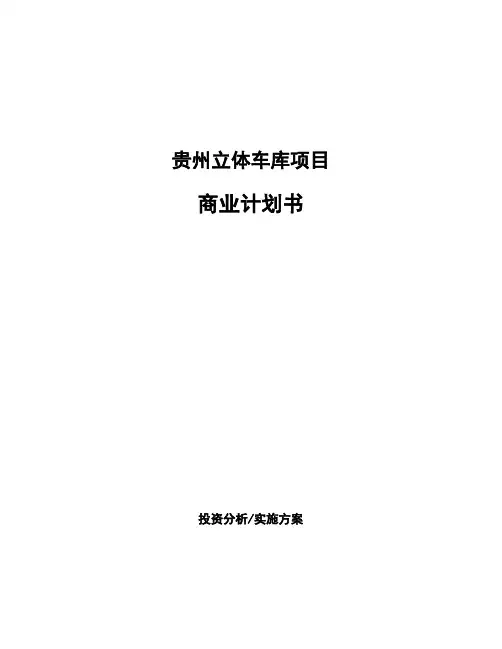贵州立体车库项目商业计划书