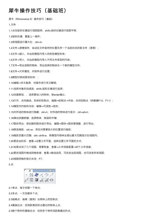 犀牛操作技巧（基础班）