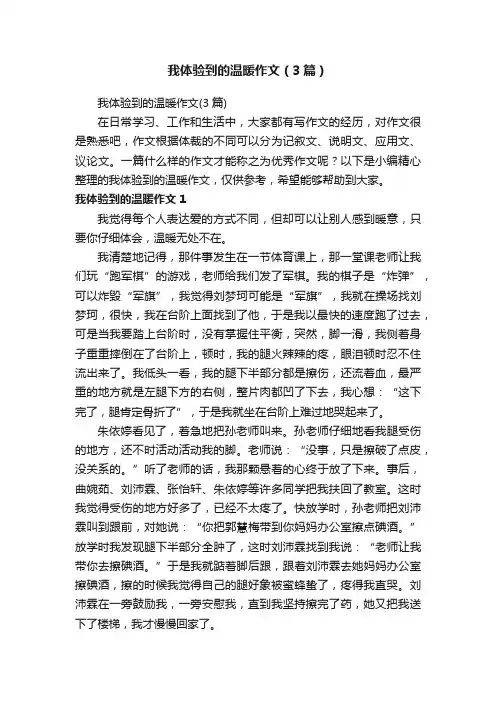 我体验到的温暖作文（3篇）