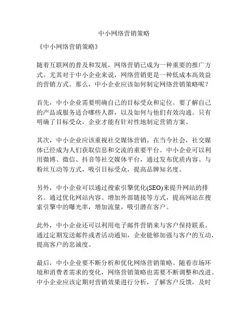 中小网络营销策略