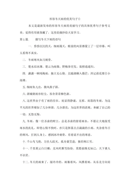 形容冬天雨的优美句子