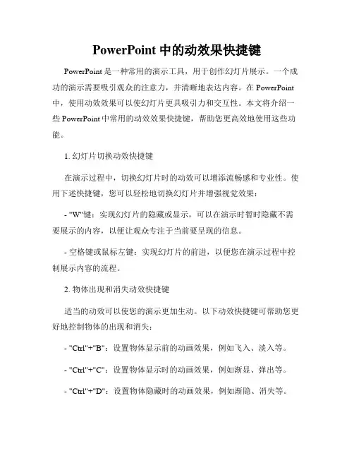 PowerPoint中的动效果快捷键