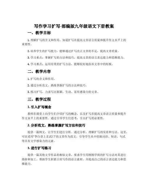 写作学习扩写-部编版九年级语文下册教案