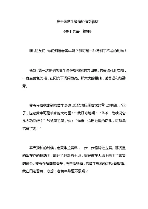 关于老黄牛精神的作文素材