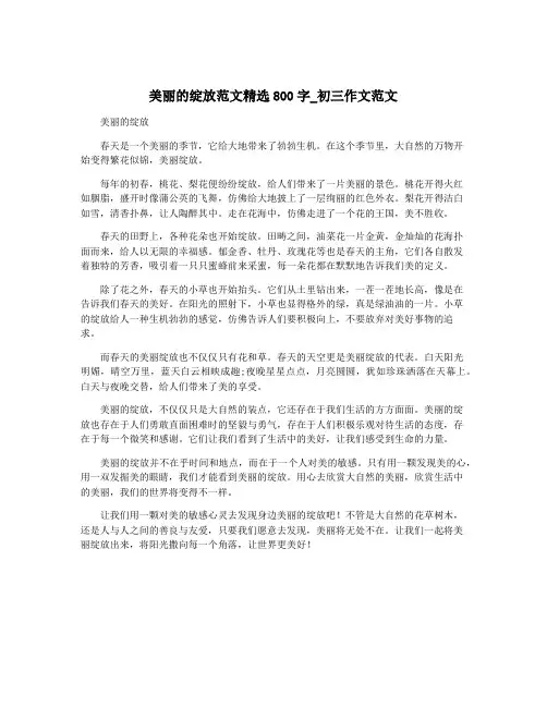 美丽的绽放范文精选800字_初三作文范文