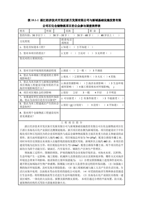 公众参与调查表