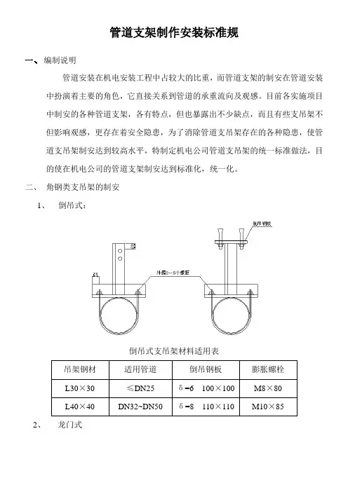 管道支架制作安装实用标准要求规范-管道支架要求规范
