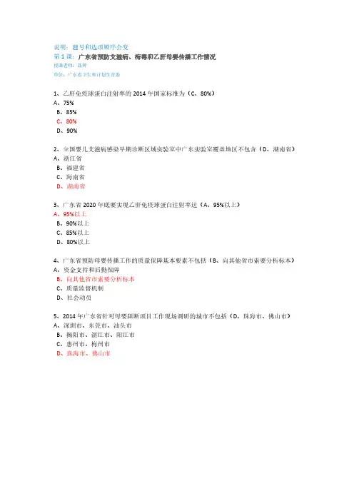 [vip专享]《预防艾滋病、梅毒和乙肝母婴传播网络培训》2016年 华医网 14个课程 试题 、答案