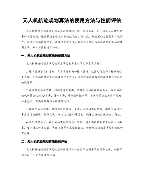 无人机航迹规划算法的使用方法与性能评估