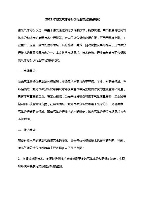 2023年激光气体分析仪行业市场发展现状