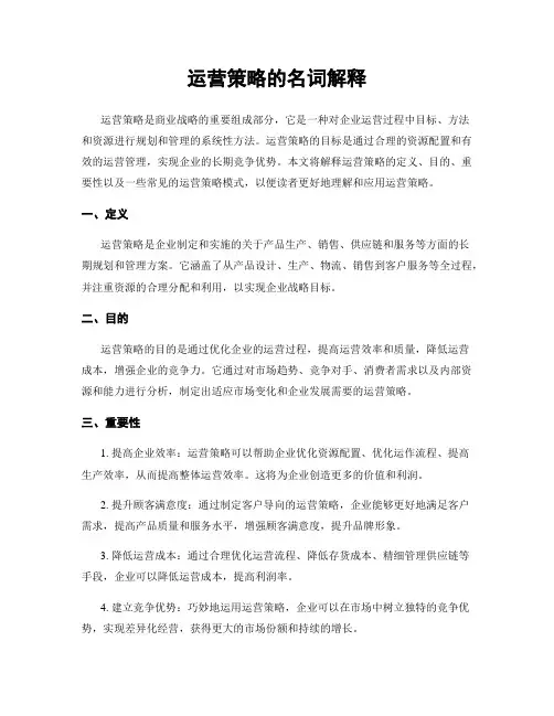 运营策略的名词解释