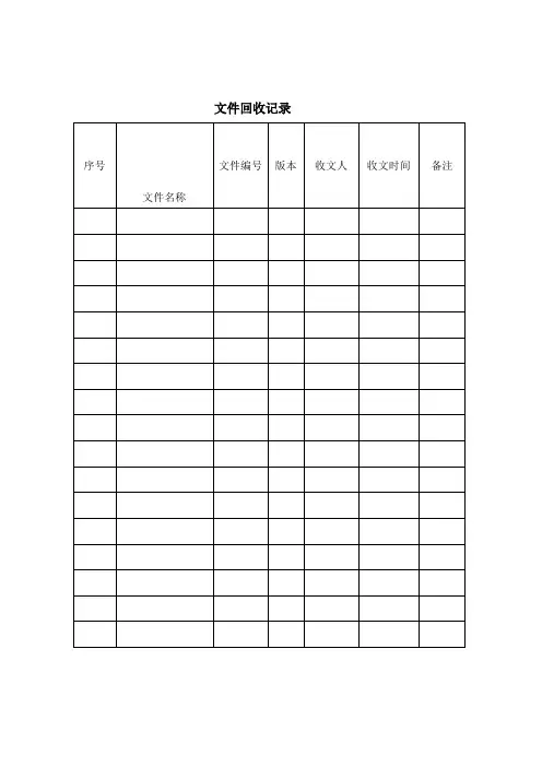 文件回收记录(表格模板、doc格式)