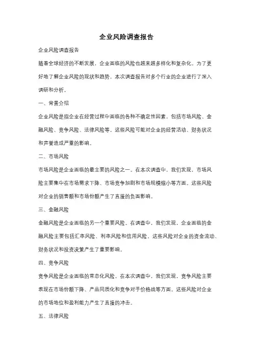 企业风险调查报告