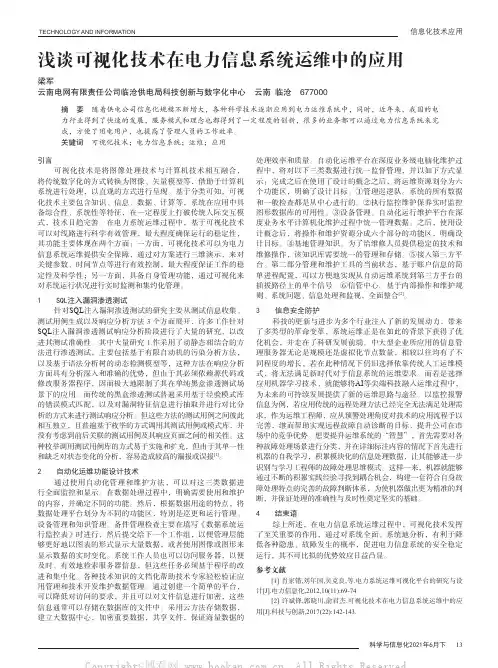 浅谈可视化技术在电力信息系统运维中的应用