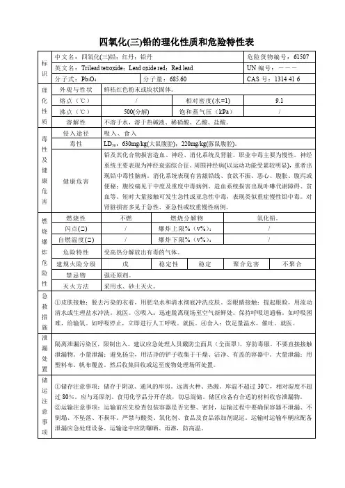 四氧化(三)铅的理化性质和危险特性表