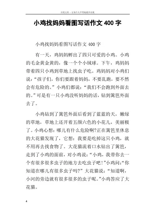 小鸡找妈妈看图写话作文400字