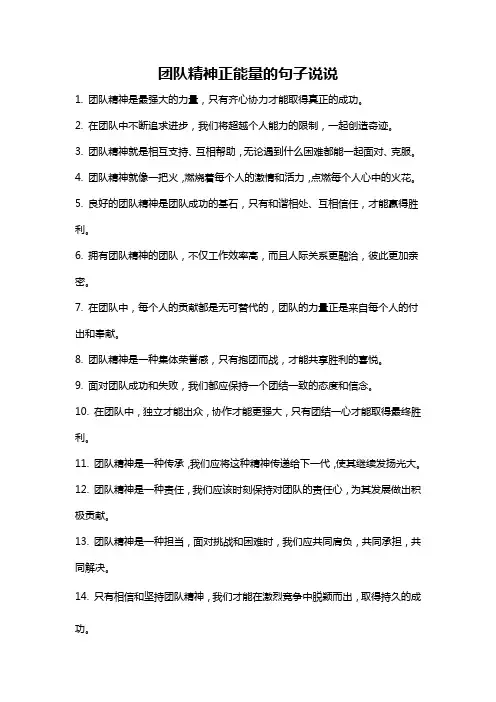 团队精神正能量的句子说说