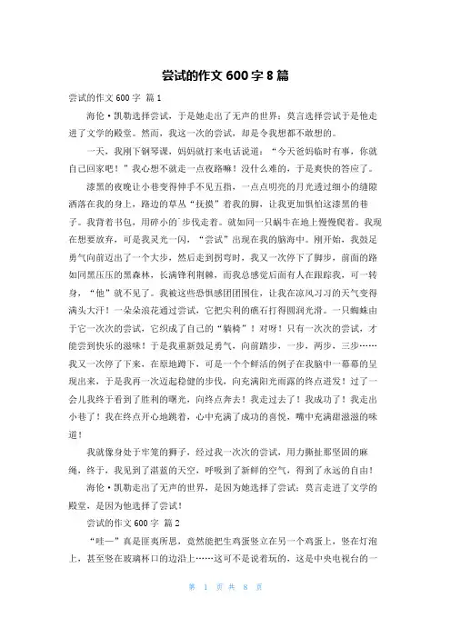 尝试的作文600字8篇