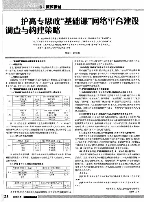 护高专思政“基础课”网络平台建设调查与构建策略