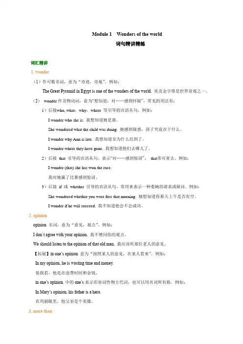 外研版九年级下英语Module 1 wonders of the world 知识讲解
