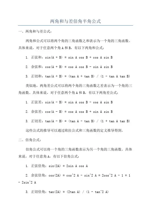 两角和与差倍角半角公式