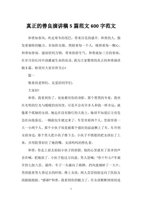 真正的善良演讲稿5篇范文600字范文