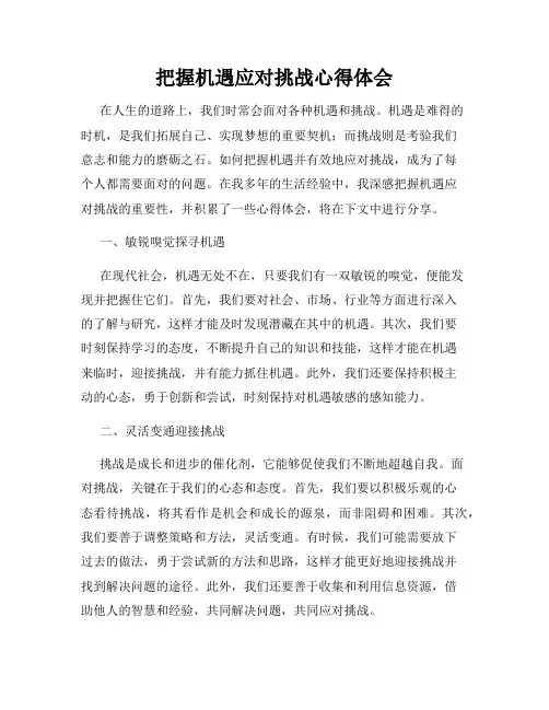 把握机遇应对挑战心得体会